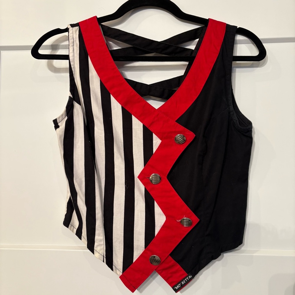 Vintage Mo Betta Women’s Western Vest Cropped Red Black White USA Sz S